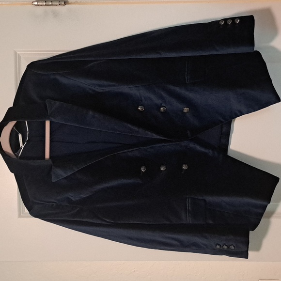 White House Black Market Jackets & Blazers - Euc WHBM blue velvet blazer